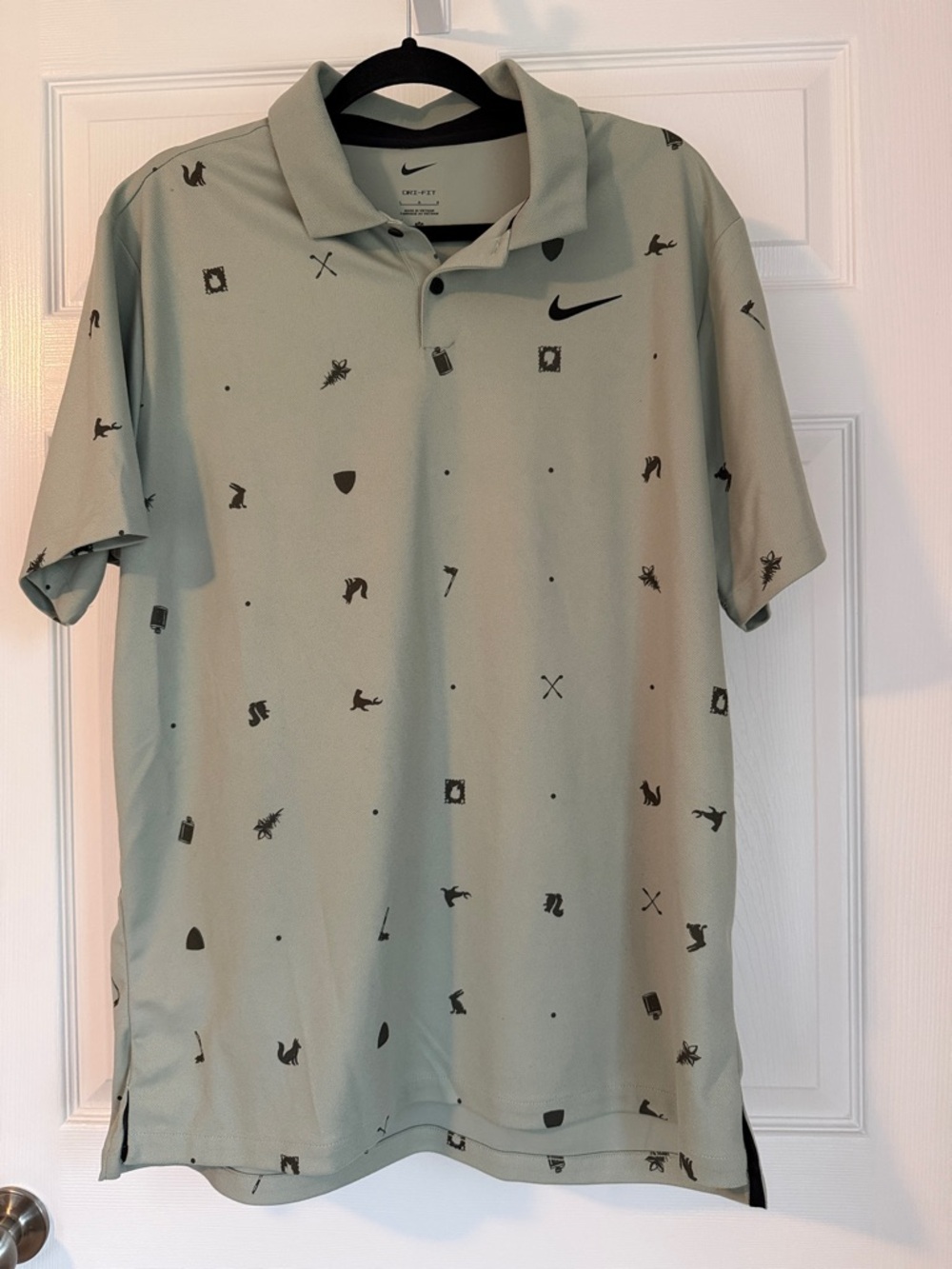 Nike Men’s Sage Green Polo with Black Icon Print